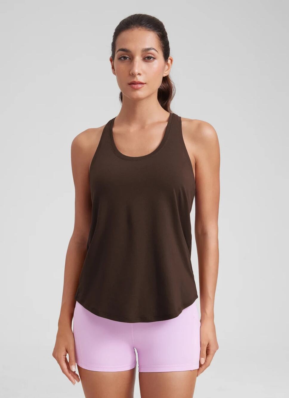 NEW Crzyoga Women's Hot Fudge Brown Racerback Workout Athletic Tank Top Size L